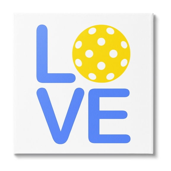 Stupell Industries Blue & Yellow Love Wiffle Ball Sports Painting Gallery Wrapped Canvas Print Wall Art