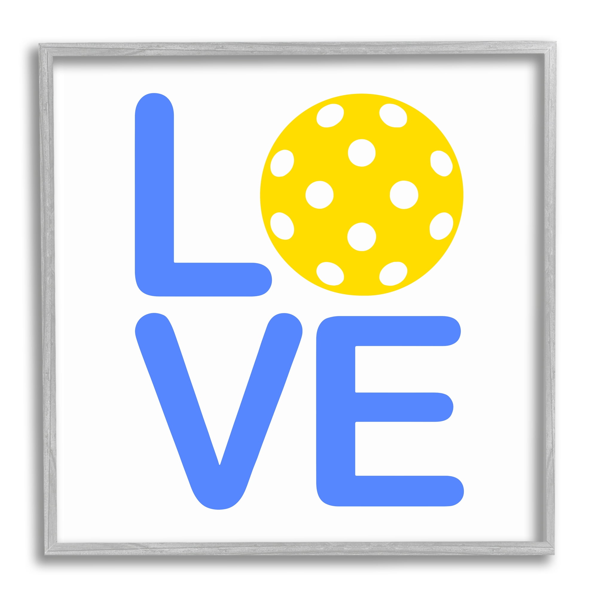 Stupell Industries Blue & Yellow Love Wiffle Ball Sports Painting Gray Framed Art Print Wall Art