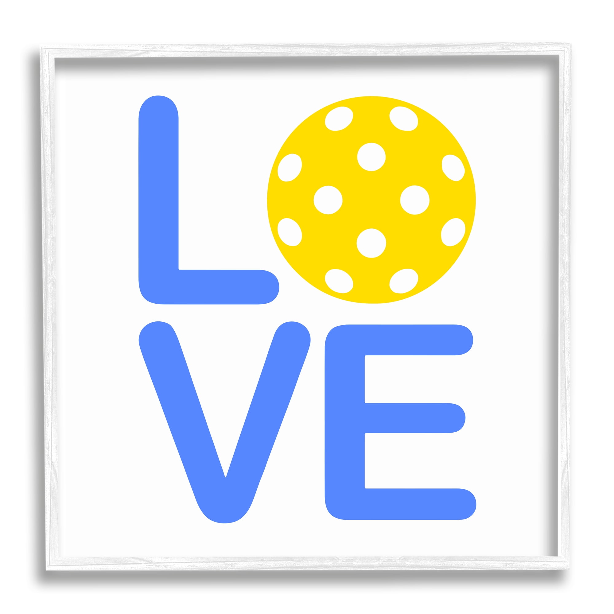 Stupell Industries Blue & Yellow Love Wiffle Ball Sports Painting White Framed Art Print Wall Art