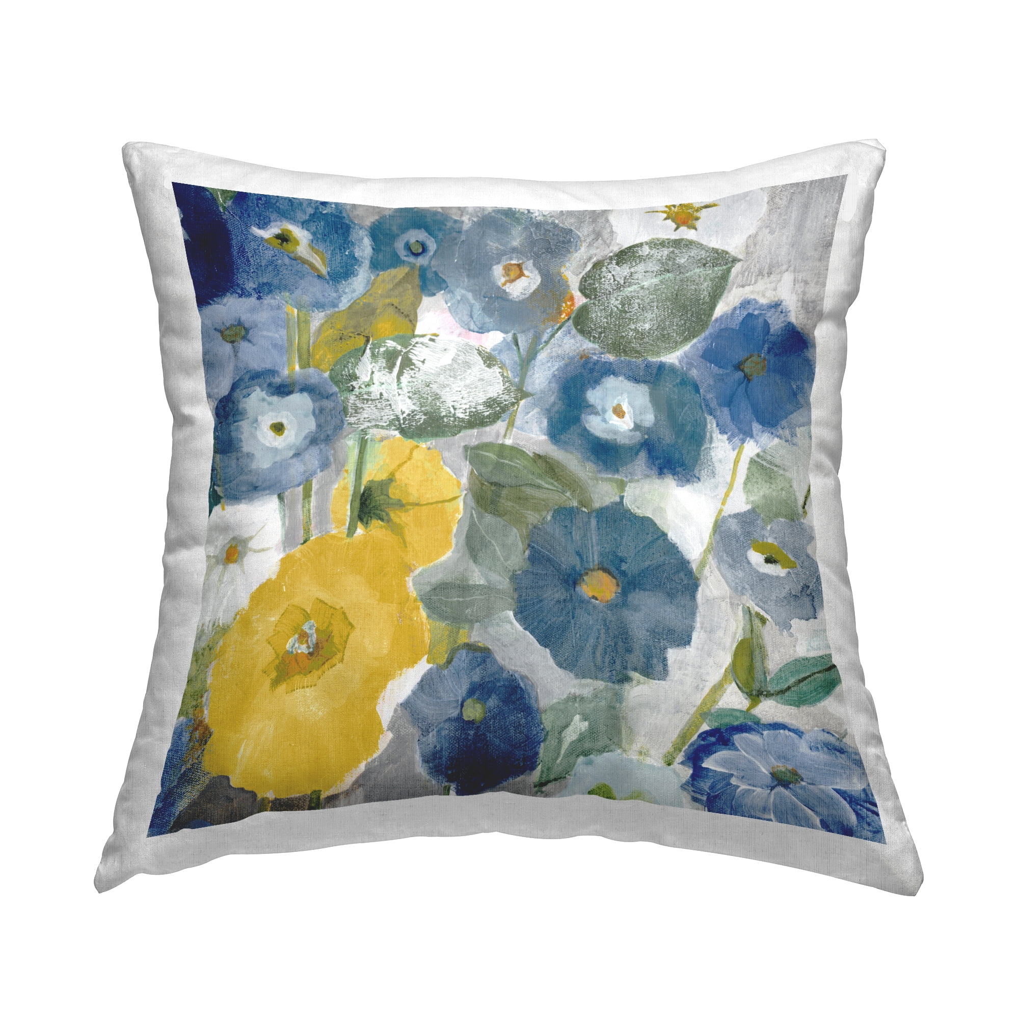 Stupell Industries Blue & Yellow Morning Glory Garden Square Decorative Printed Throw Pillow, 18 x 18,