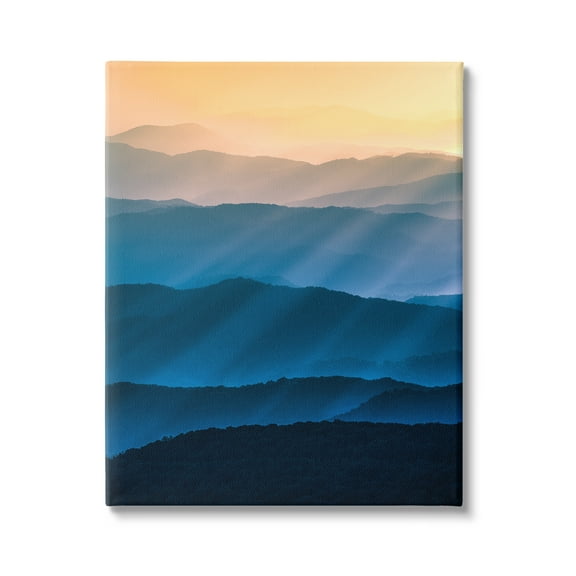 Stupell Industries Blue & Yellow Mountains Landscape Photography Gallery Wrapped Canvas Art Print Wall Art, 16 x 20