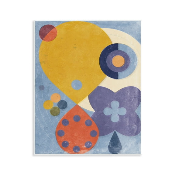Stupell Industries Blue & Yellow Retro Abstract Painting Unframed Art Print Wall Art, 11 x 14