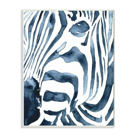 Stupell Industries Blue Zebra Stripe Portrait Zoo Animal Face Wall Plaque Design by Victoria Borges