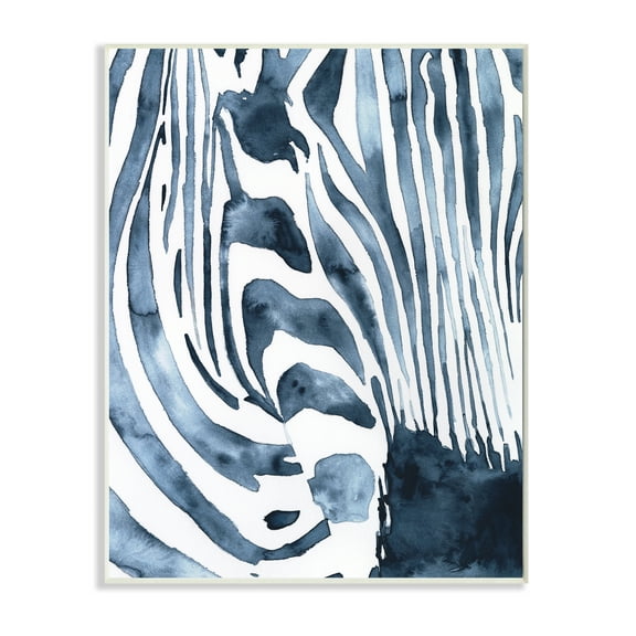 Stupell Industries Blue Zebra Stripes Animal Close-Up Portrait Wall Plaque, 10 x 15, Design by Victoria Borges