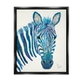 thumbnail image 1 of Stupell Industries Blue Zebra Stripes Wildlife Collage Portrait Graphic Art Jet Black Floating Framed Canvas Print Wall Art, Design by Lisa Morales, 1 of 5
