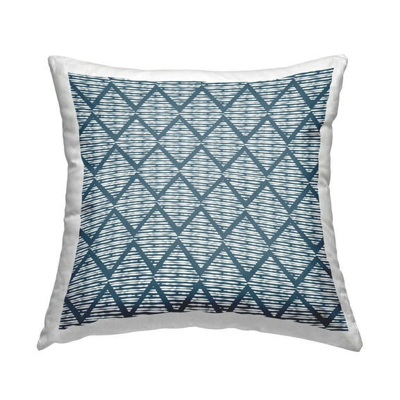 Stupell Industries Blue Zigzag Geometric Stripe Pattern Design by Linda Birtel Throw Pillow