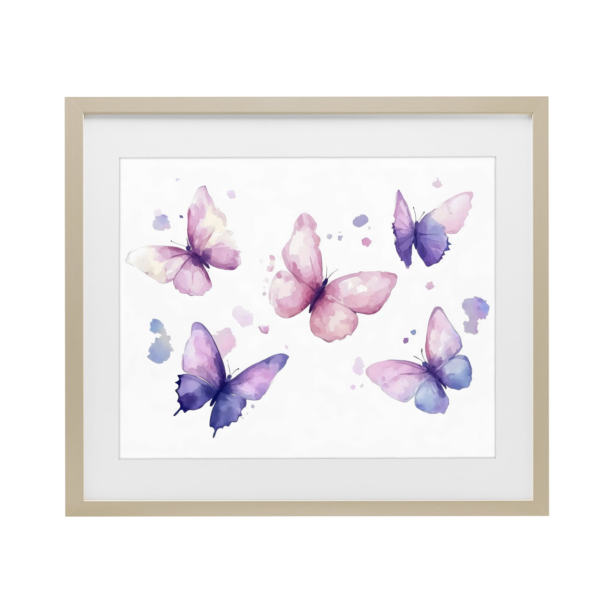 Stupell Industries Blue and Pink Butterflies Birch Framed Print Under Glass, design by Creative Studio