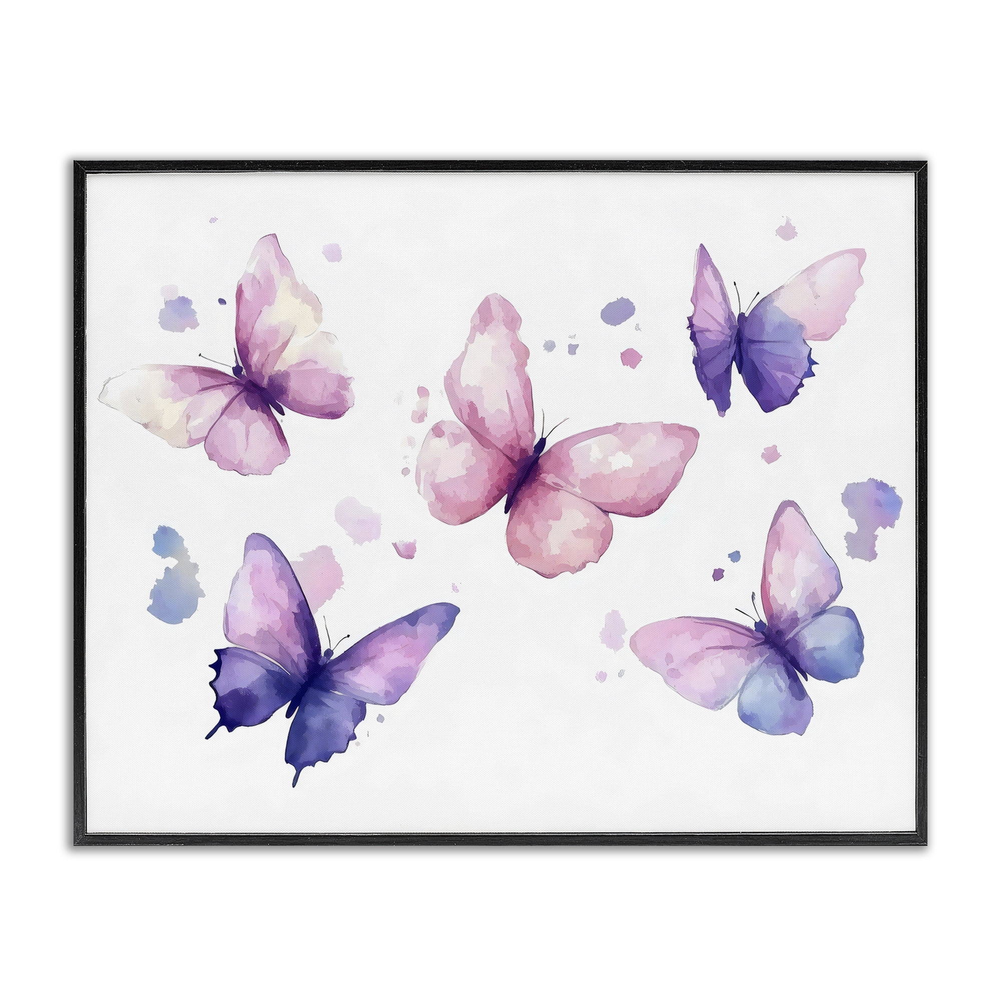Stupell Industries Blue and Pink Butterflies Black Framed Giclee Art, design by Creative Studio