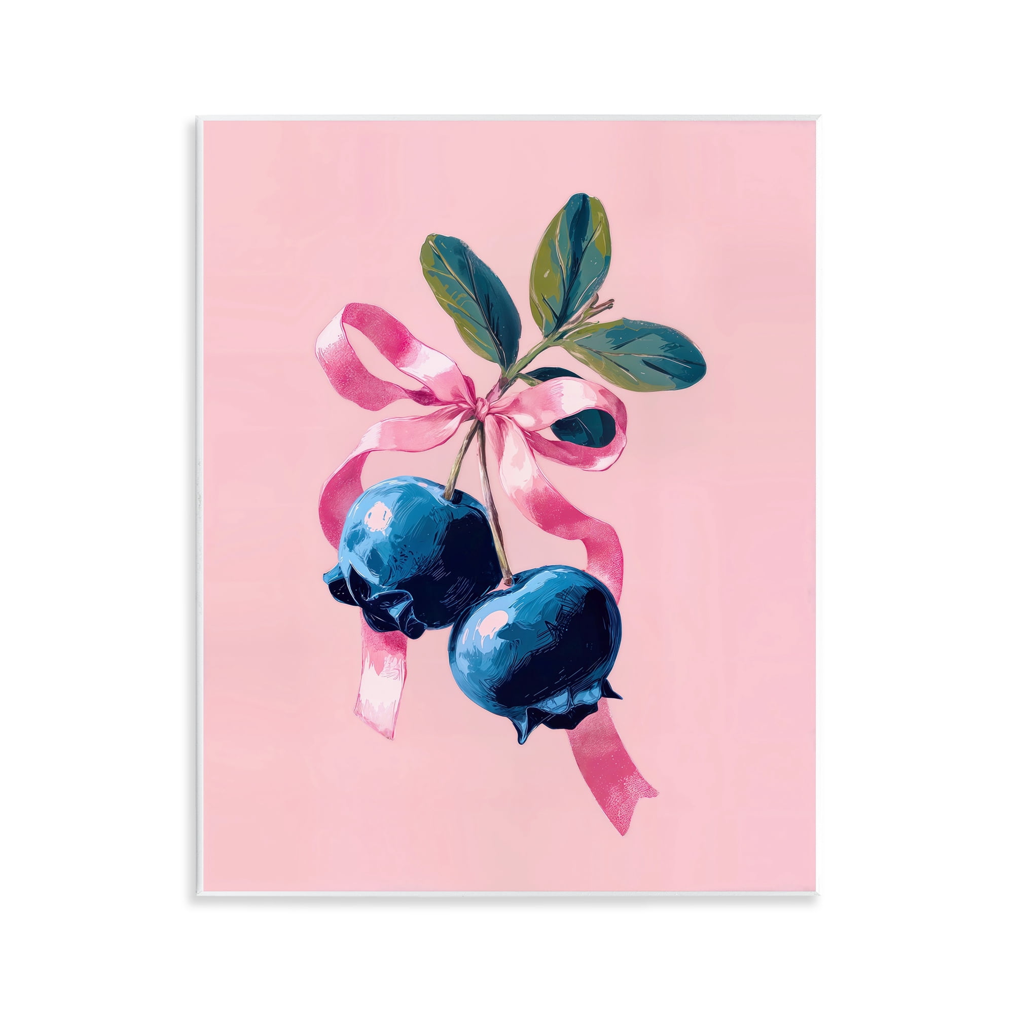 Stupell Industries Blueberry Branch with Pink Bow Wall Plaque Art, design by Imagine It Images