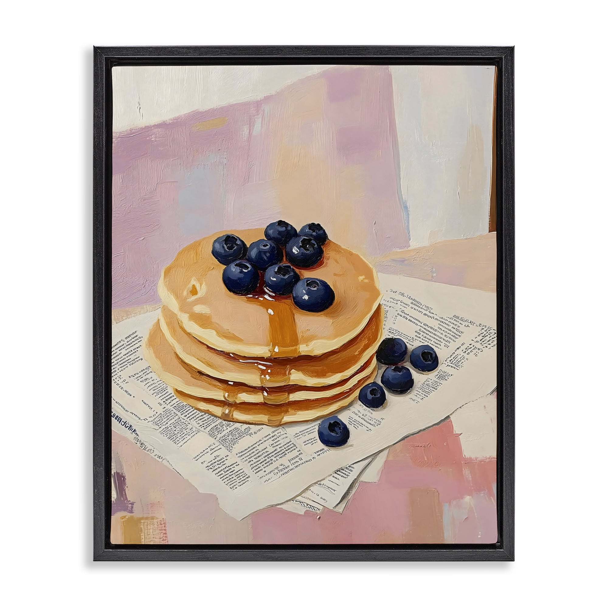 Stupell Industries Blueberry Pancakes with Syrup Black Framed Floater Canvas Wall Art, design by The Prints Vibe