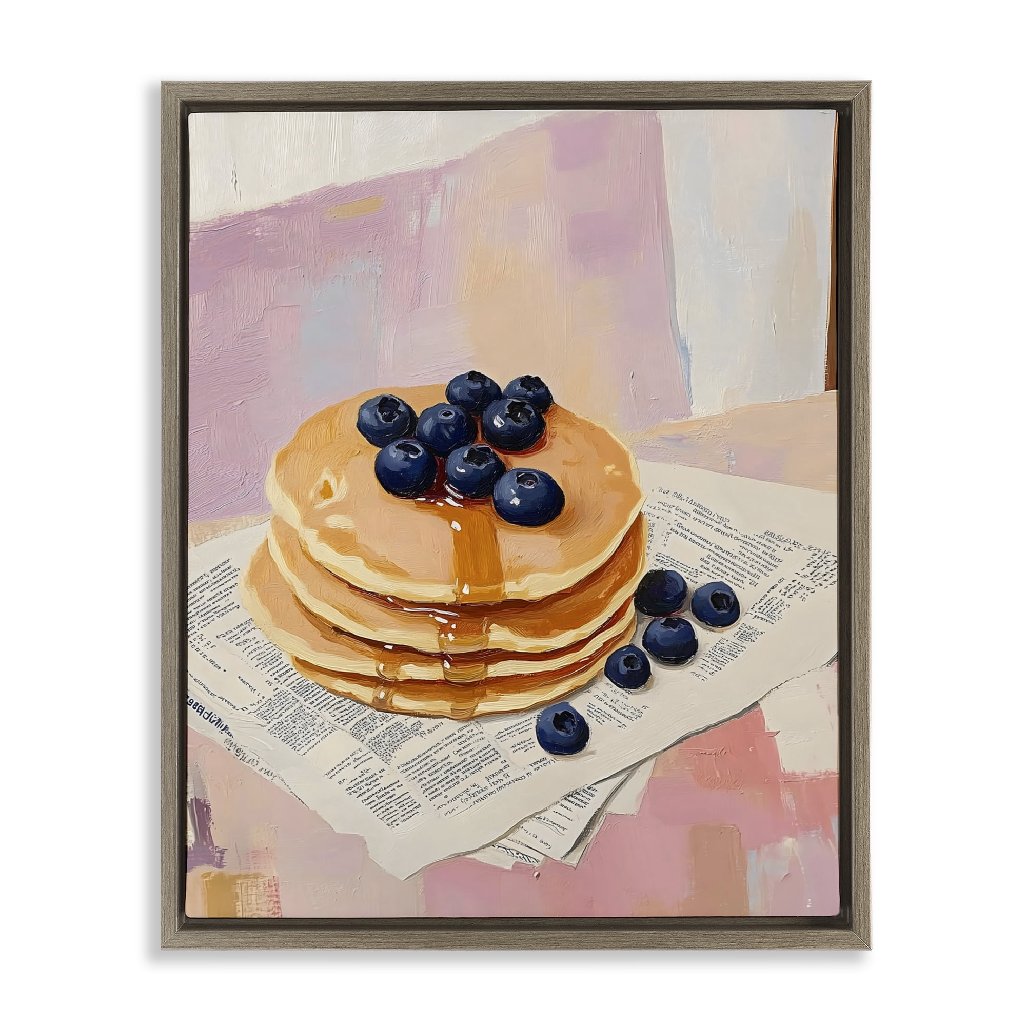 Stupell Industries Blueberry Pancakes with Syrup Brown Framed Floater Canvas Wall Art, design by The Prints Vibe