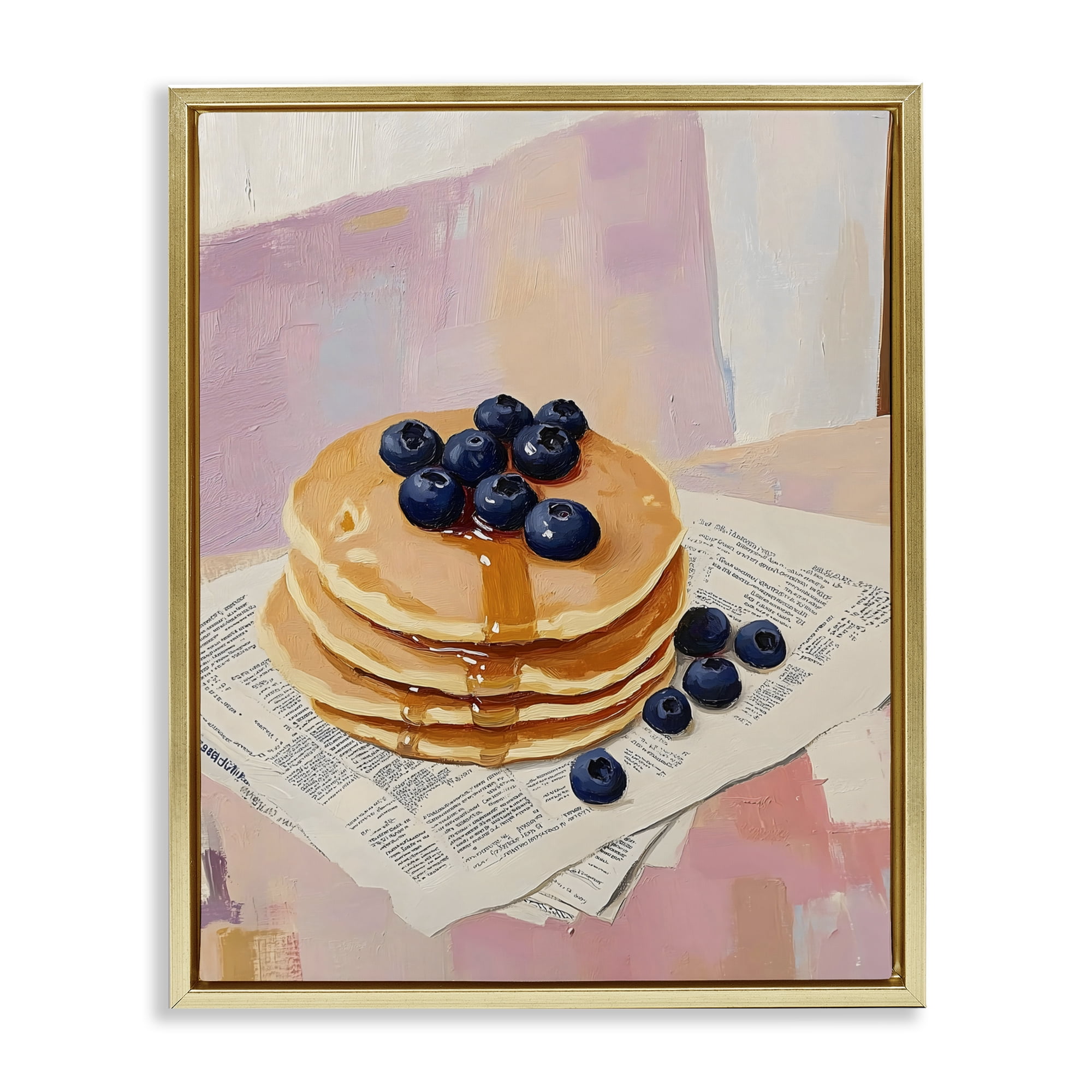 Stupell Industries Blueberry Pancakes with Syrup Gold Framed Floater Canvas Wall Art, design by The Prints Vibe