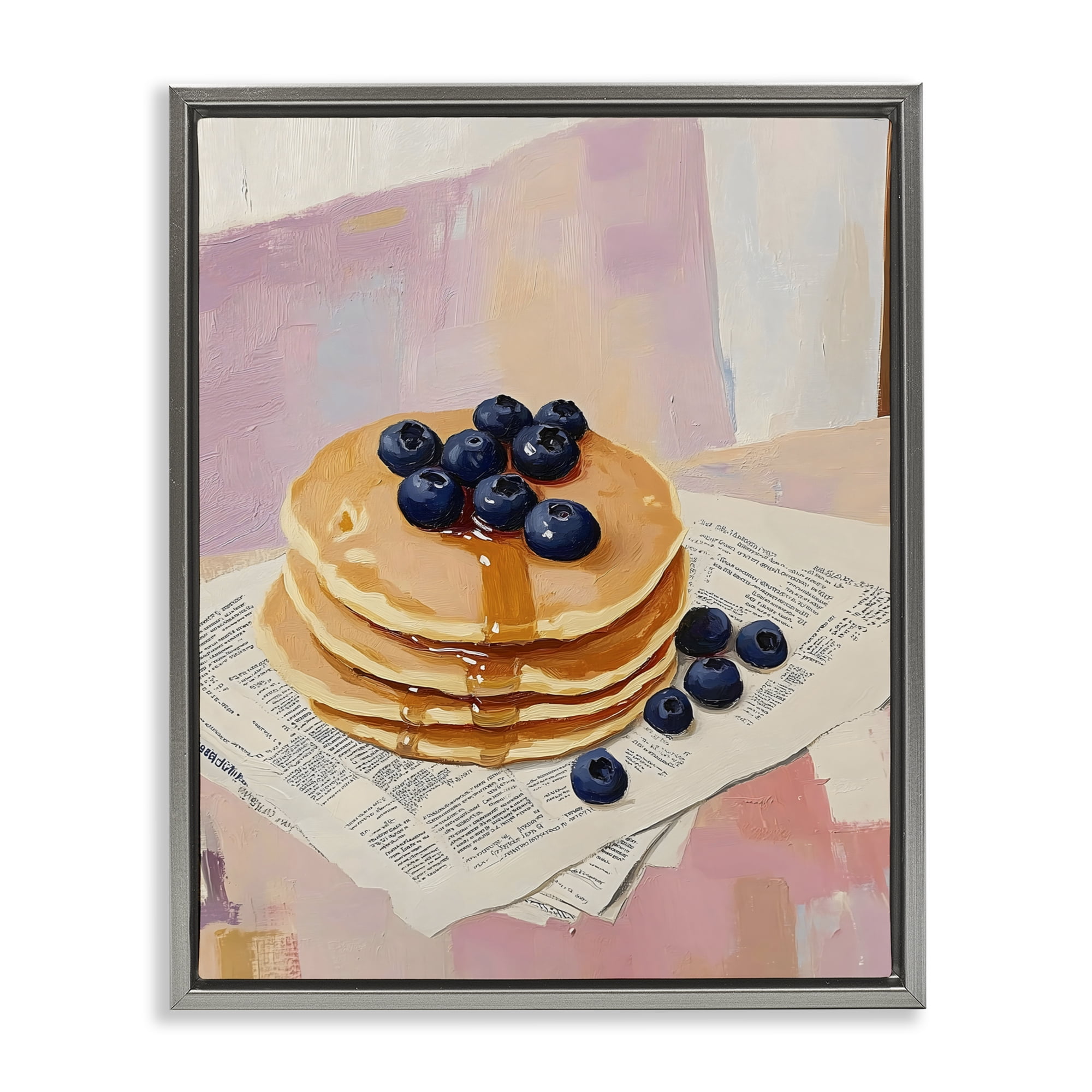 Stupell Industries Blueberry Pancakes with Syrup Gray Framed Floater Canvas Wall Art, design by The Prints Vibe