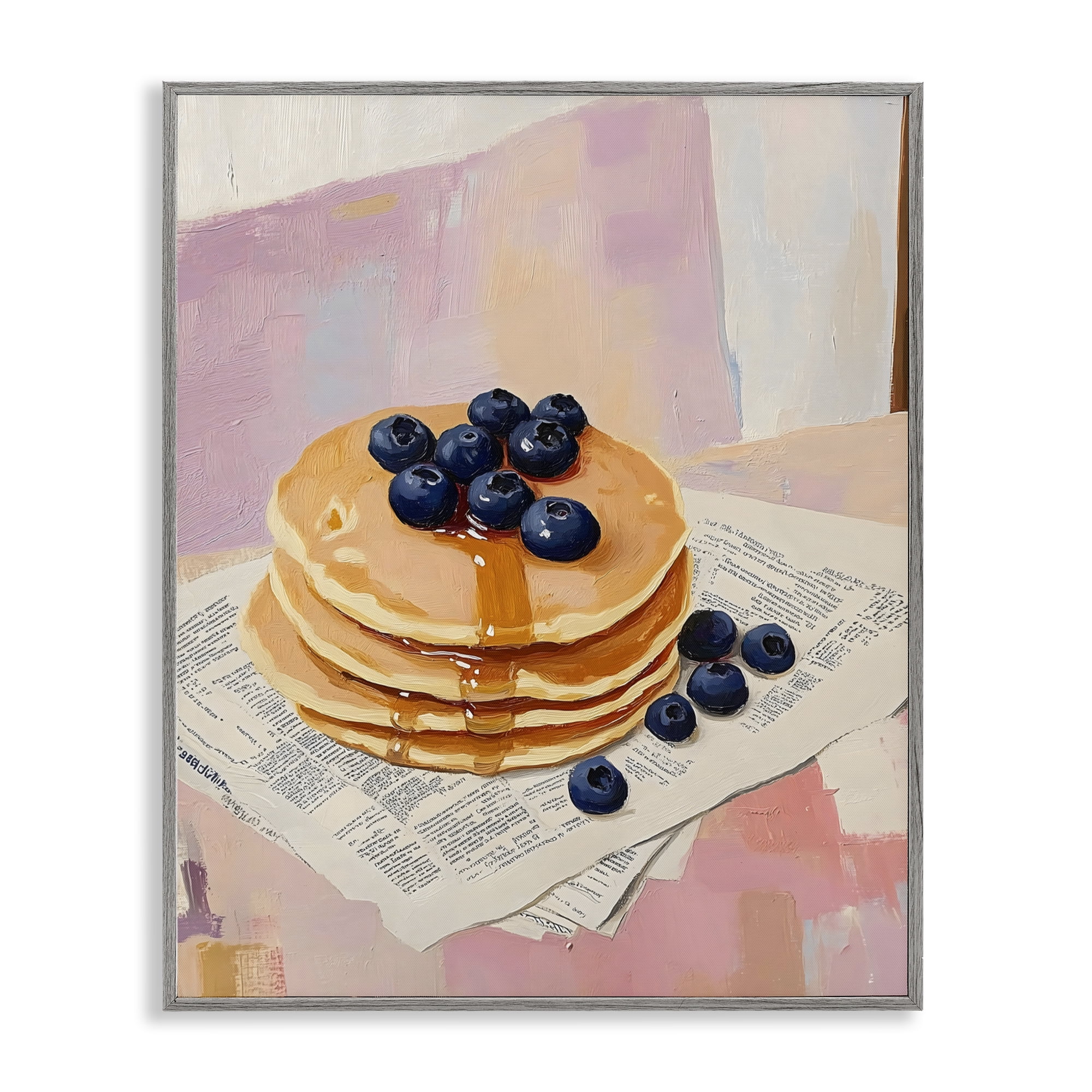 Stupell Industries Blueberry Pancakes with Syrup Gray Framed Giclee Art, design by The Prints Vibe