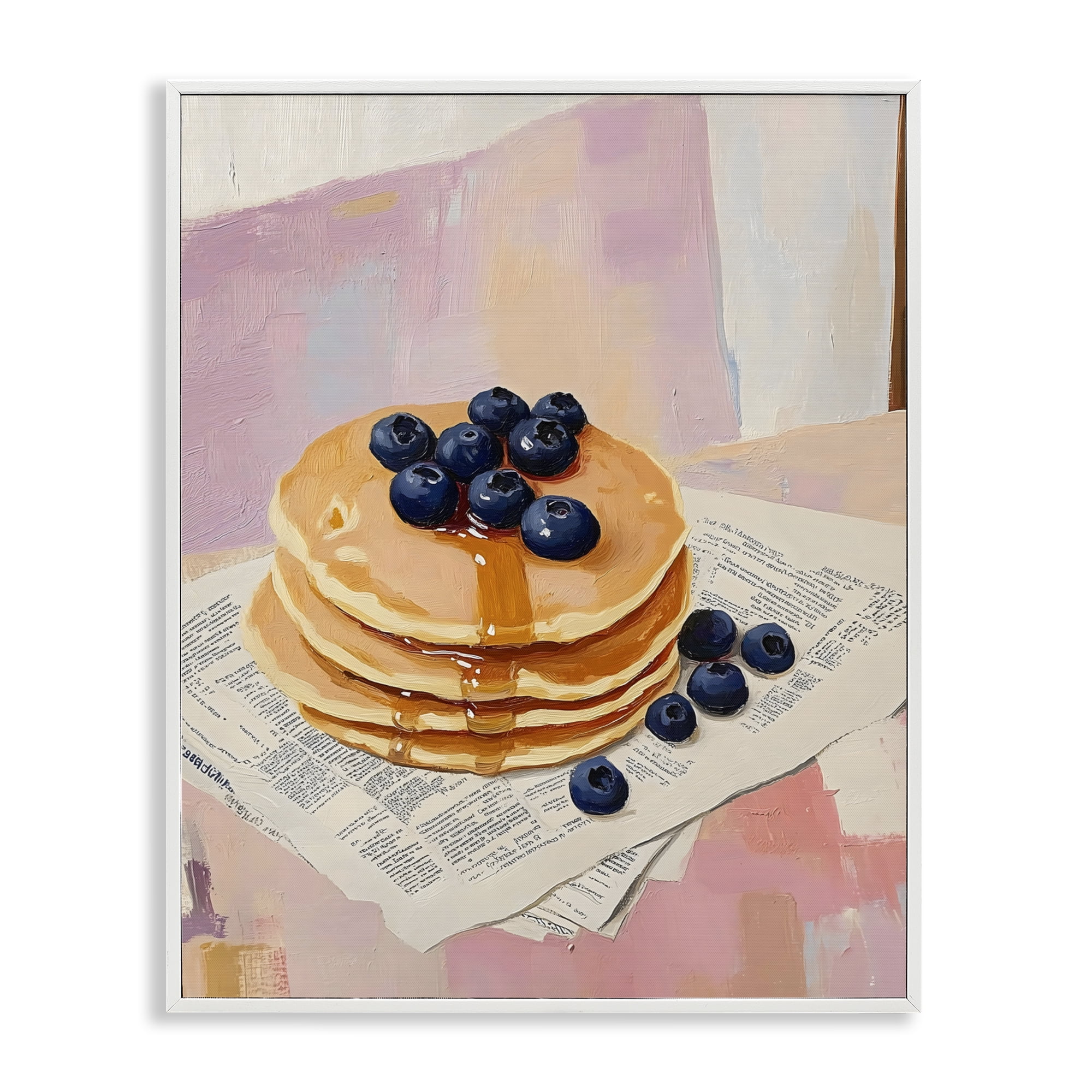 Stupell Industries Blueberry Pancakes with Syrup White Framed Giclee Art, design by The Prints Vibe