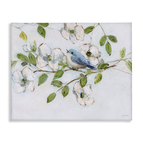 Stupell Industries Bluebird on Dogwood Branch Floral Painting Wrapped Canvas Canvas Art Print Wall Art, 40 x 30