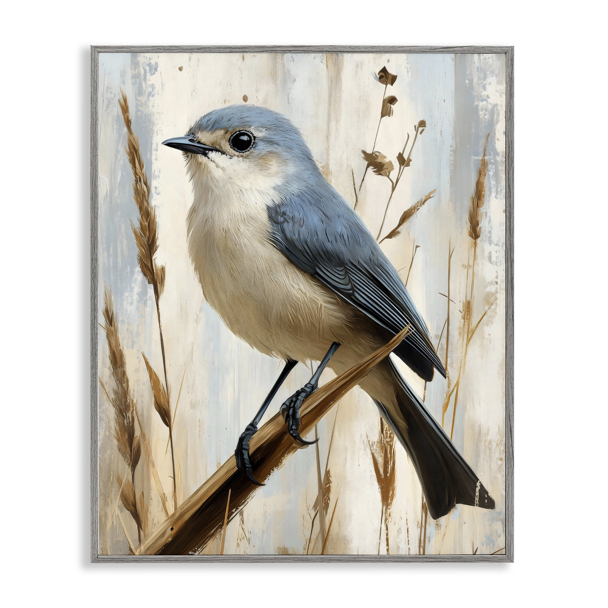 Stupell Industries Bluebird on Tall Glass Perch Gray Framed Giclee Art, design by Creative Studio