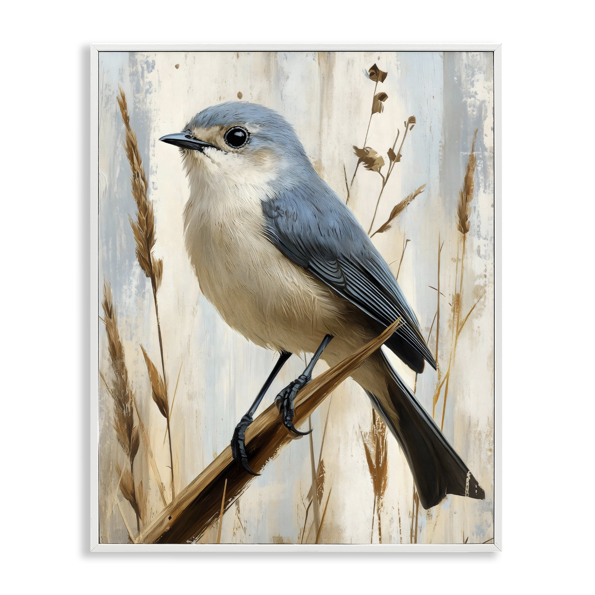 Stupell Industries Bluebird on Tall Glass Perch White Framed Giclee Art, design by Creative Studio