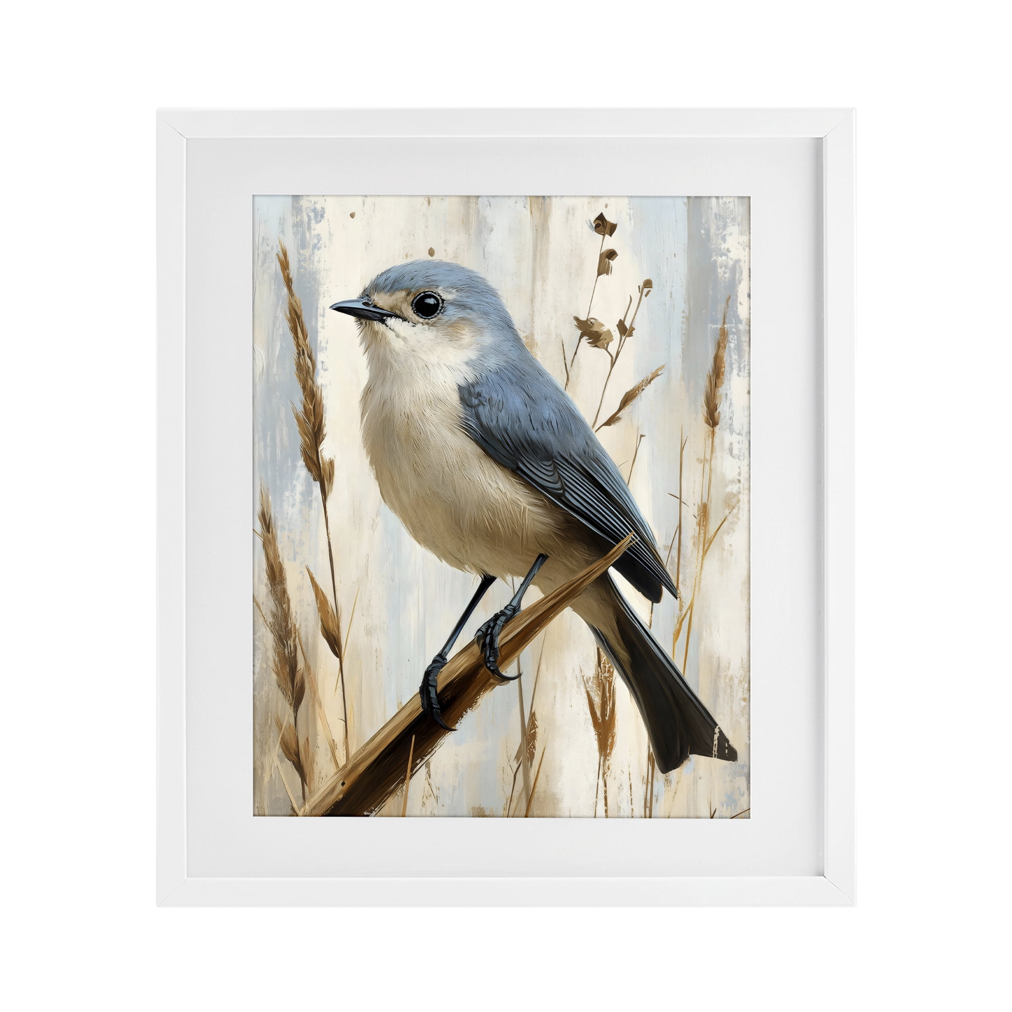 Stupell Industries Bluebird on Tall Glass Perch White Framed Print Under Glass, design by Creative Studio