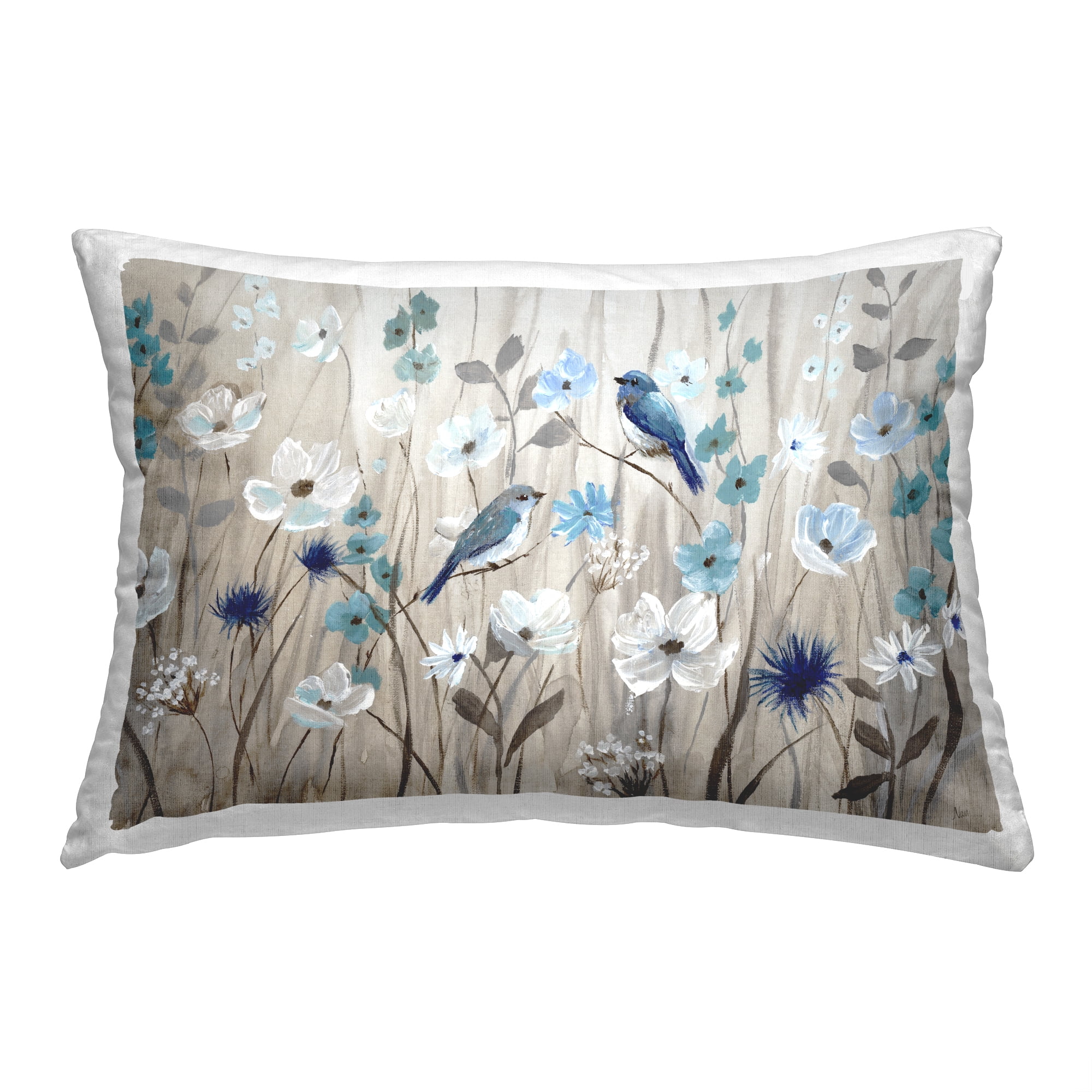 Stupell Industries Bluebirds in Nature Decorative Printed Throw Pillow, 14 x 20