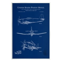Stupell Industries Blueprint Patent Airplane Diagram Graphic Art Unframed Art Print Wall Art, Design by Karl Hronek