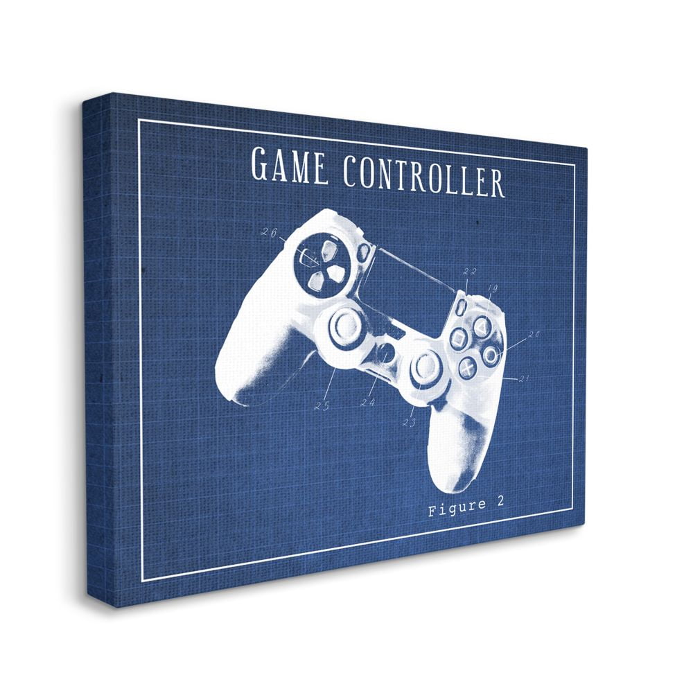 Stupell Industries Blueprint of Classic Video Game Controller Figure Two Designed by Daphne Polselli