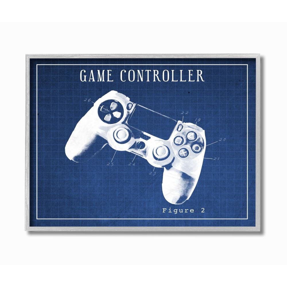 Stupell Industries Blueprint of Classic Video Game Controller Figure Two Designed by Daphne Polselli