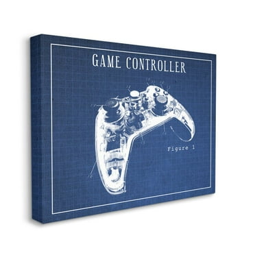 Stupell Industries Blueprint of Traditional Video Game Controller Figure One Designed by Daphne Polselli