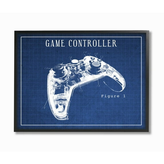 Stupell Industries Blueprint of Traditional Video Game Controller Figure One Designed by Daphne Polselli