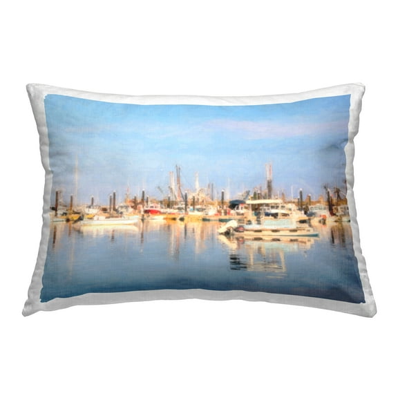 Stupell Industries Blurred Abstract Boat Marina Decorative Printed Throw Pillow Design by Graffitee Studios.