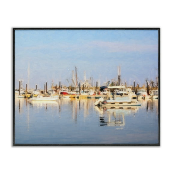 Stupell Industries Blurred Abstract Boat Marina Transportation Painting Black Framed Art Print Wall Art, 14 x 11