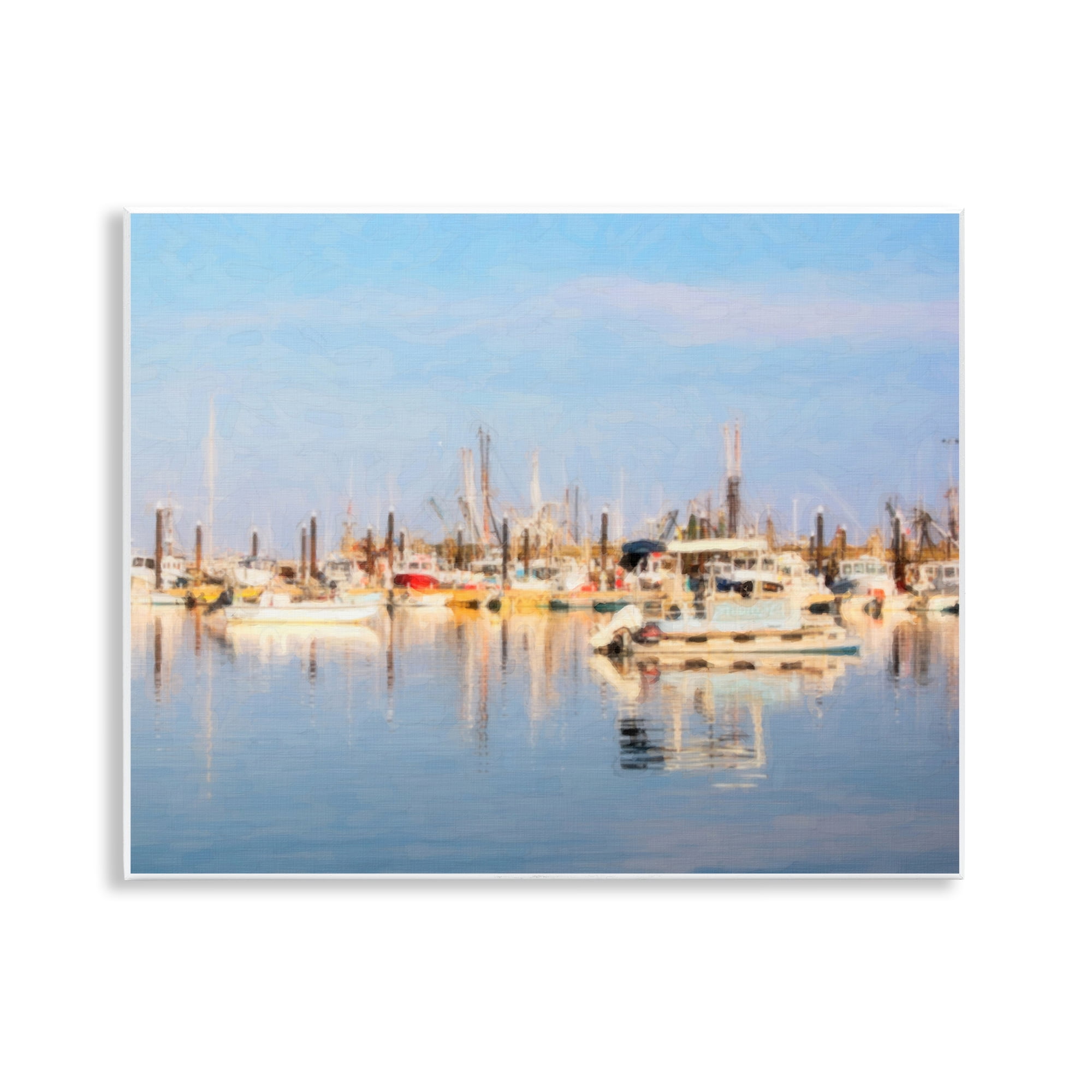 Stupell Industries Blurred Abstract Boat Marina Transportation Painting Unframed Art Print Wall Art, 14 x 11