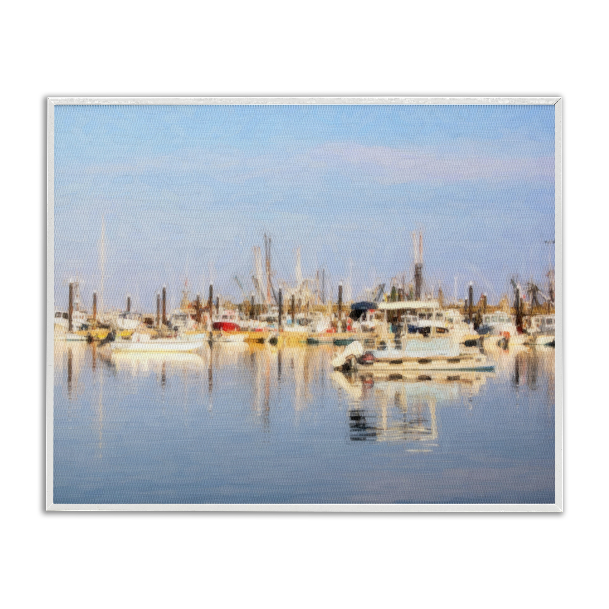 Stupell Industries Blurred Abstract Boat Marina Transportation Painting White Framed Art Print Wall Art, 30 x 24