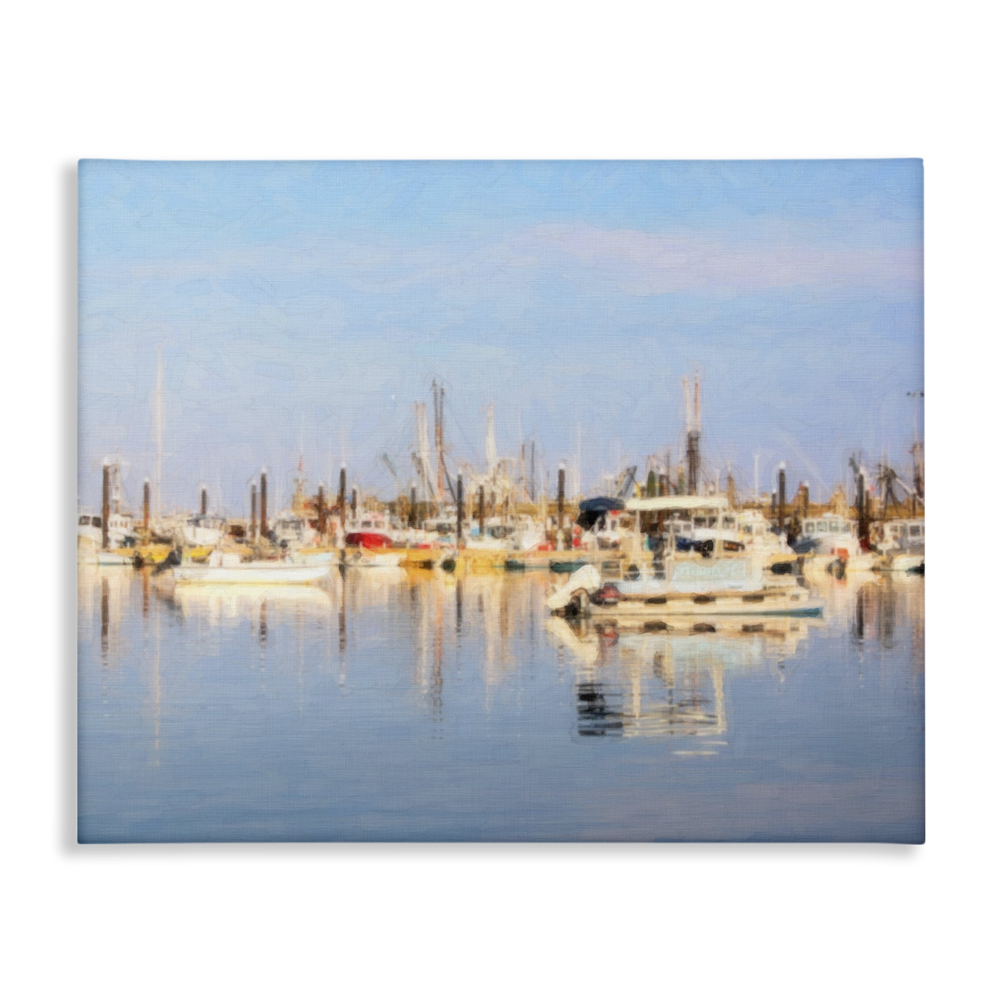 Stupell Industries Blurred Abstract Boat Marina Transportation Painting Wrapped Canvas Art Print Wall Art, 48 x 36