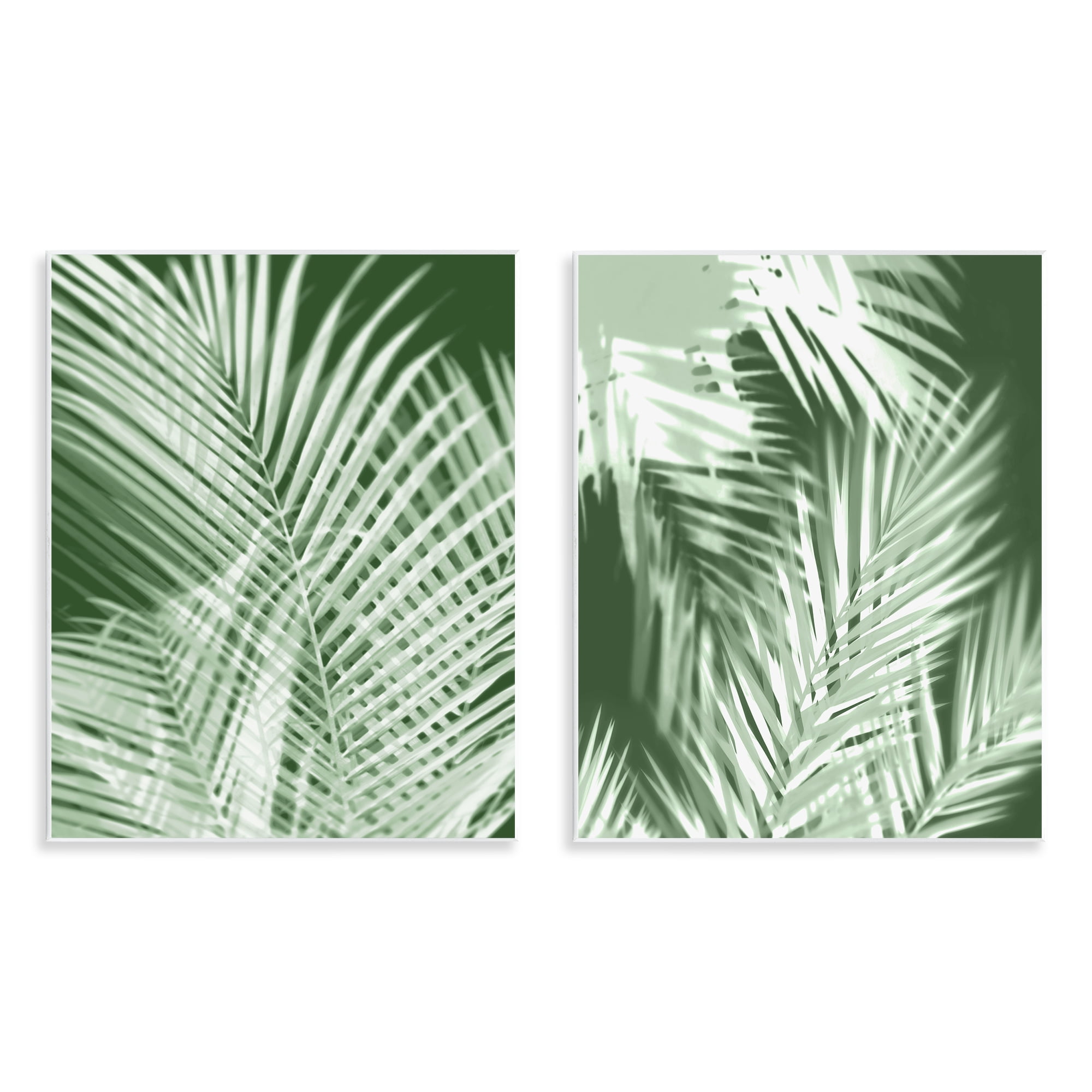 Stupell Industries Blurred Green Palm Fronds Plants & Flowers Painting Unframed Art Print Wall Art, 11 x 14, Set of 2