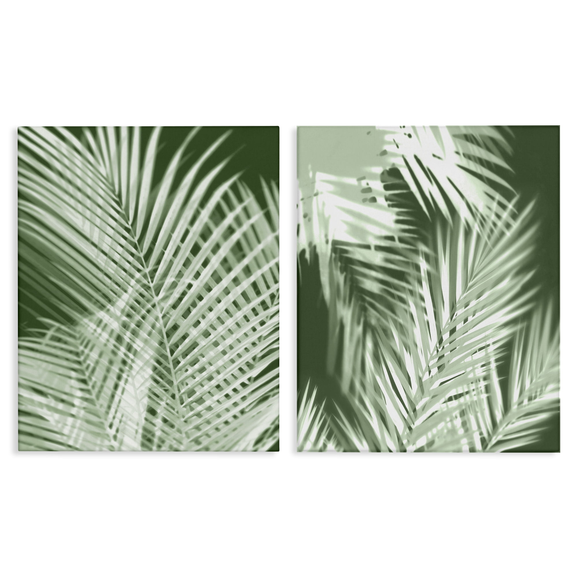 Stupell Industries Blurred Green Palm Fronds Plants & Flowers Painting Wrapped Canvas Art Print Wall Art, 24 x 30, Set of 2