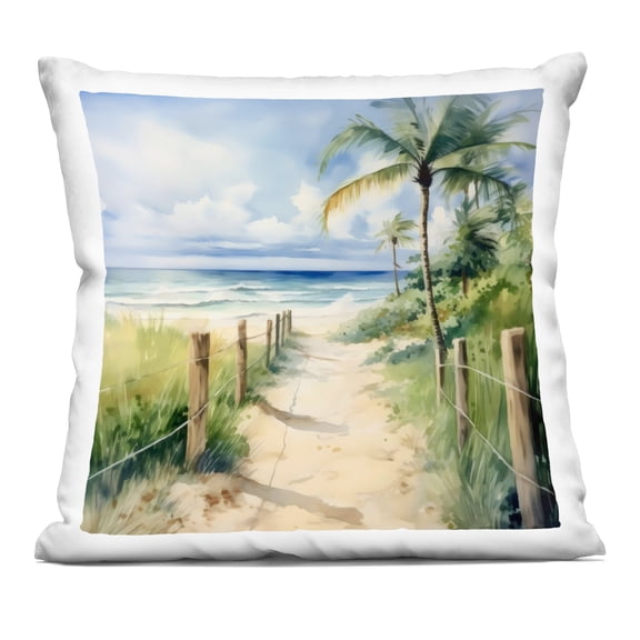 Stupell Industries Blurred Palm Tree Beach Decorative Printed Throw Pillow design by LSR Design Studio, 18 x 7 x 18