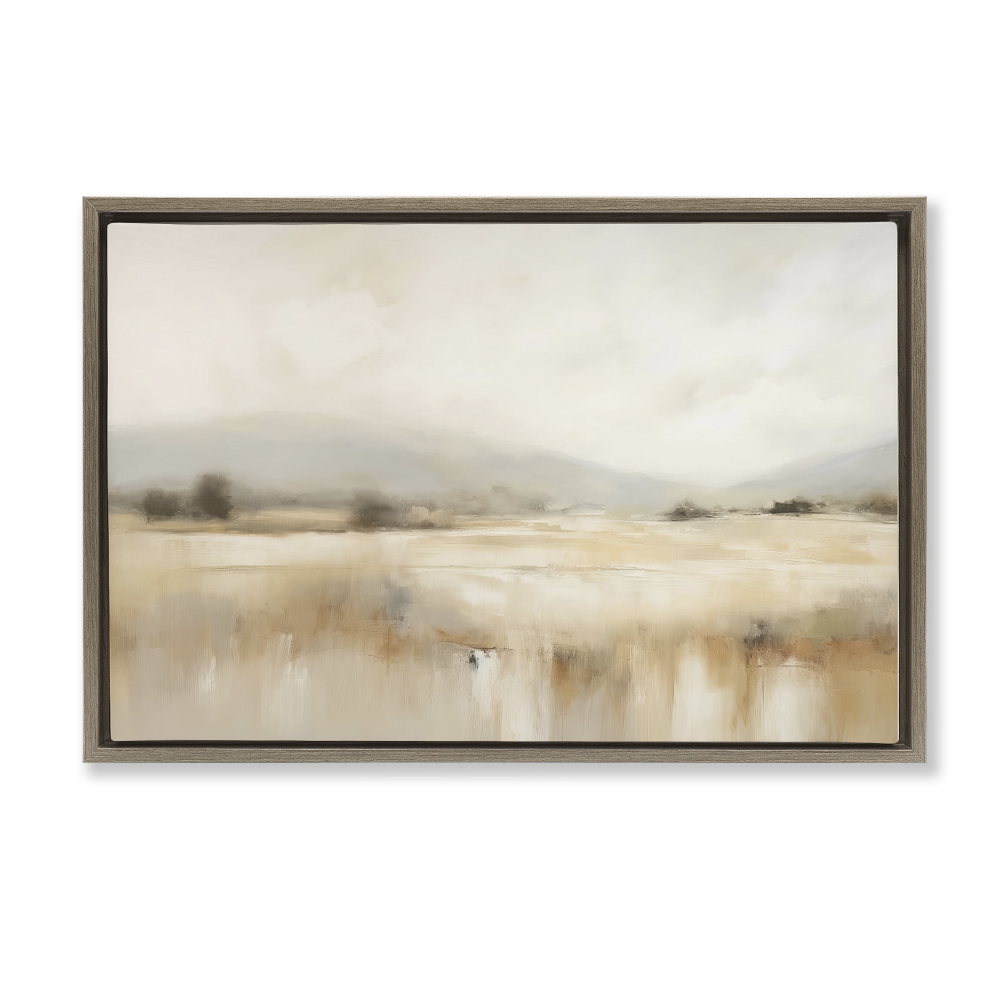 Stupell Industries Blurred Rural Countryside Landscape & Nature Painting Brown Floater Framed Canvas Art Print Wall Art, 31 x 21