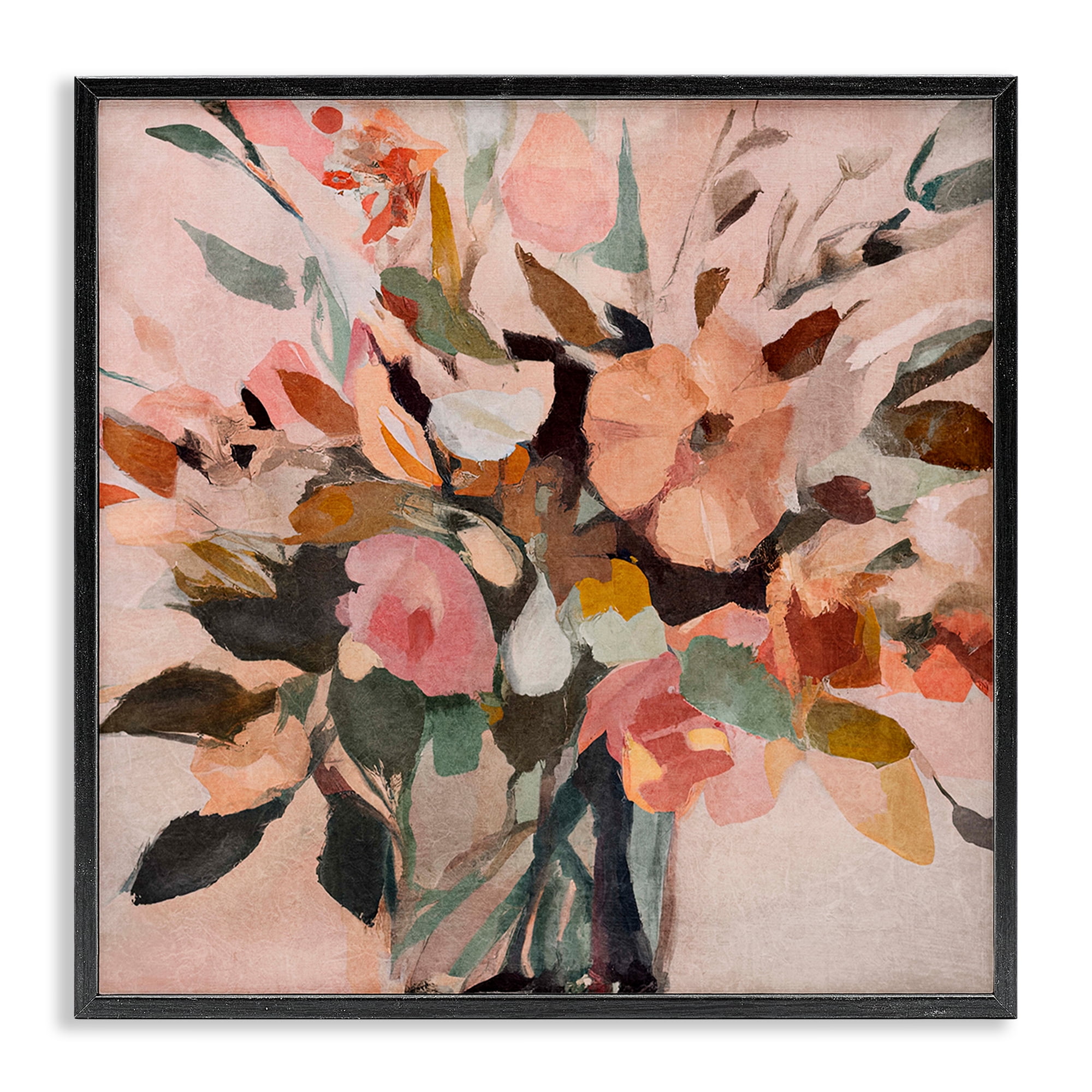 Stupell Industries Blush Abstract Bouquet Plants & Flowers Painting Black Framed Art Print Wall Art, 17 x 17