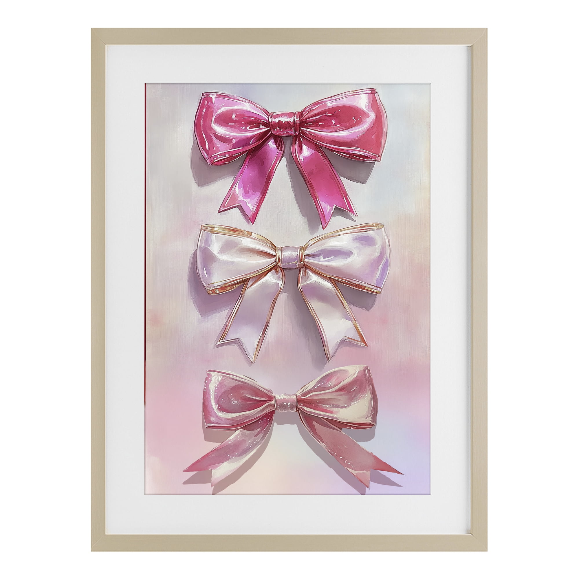 Stupell Industries Blush And Satin Bows Birch Framed Print Under Glass, design by Annabelle Hall