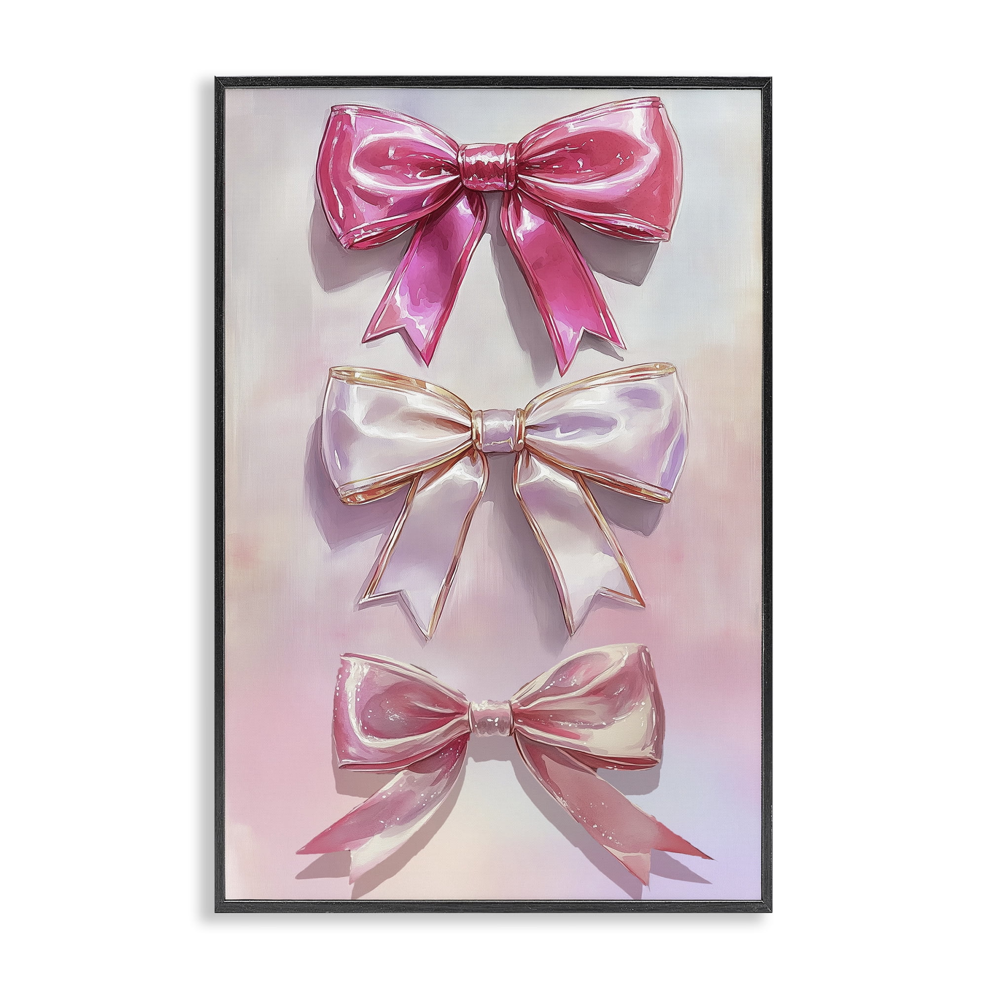 Stupell Industries Blush And Satin Bows Black Framed Giclee Art, design by Annabelle Hall