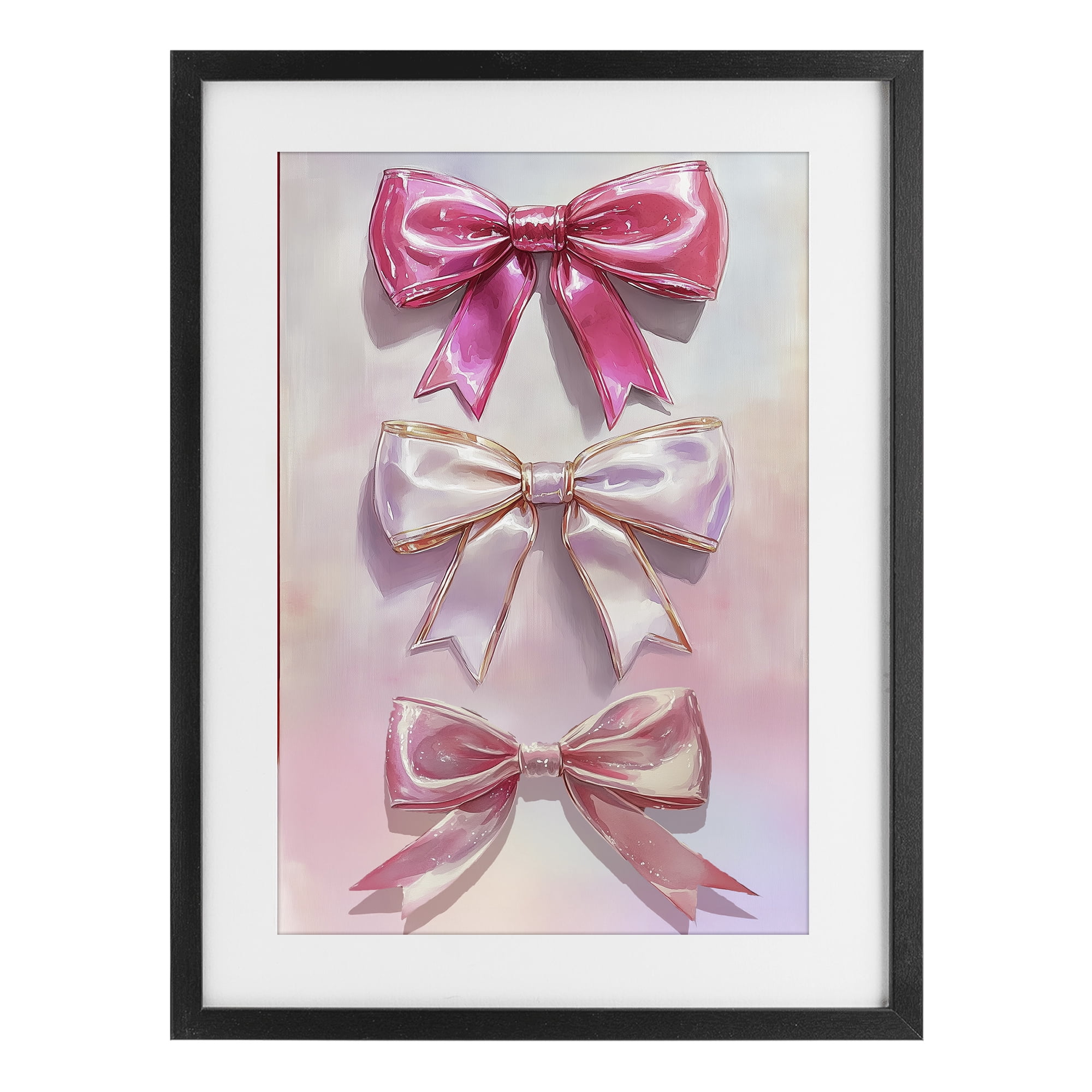 Stupell Industries Blush And Satin Bows Black Framed Print Under Glass, design by Annabelle Hall
