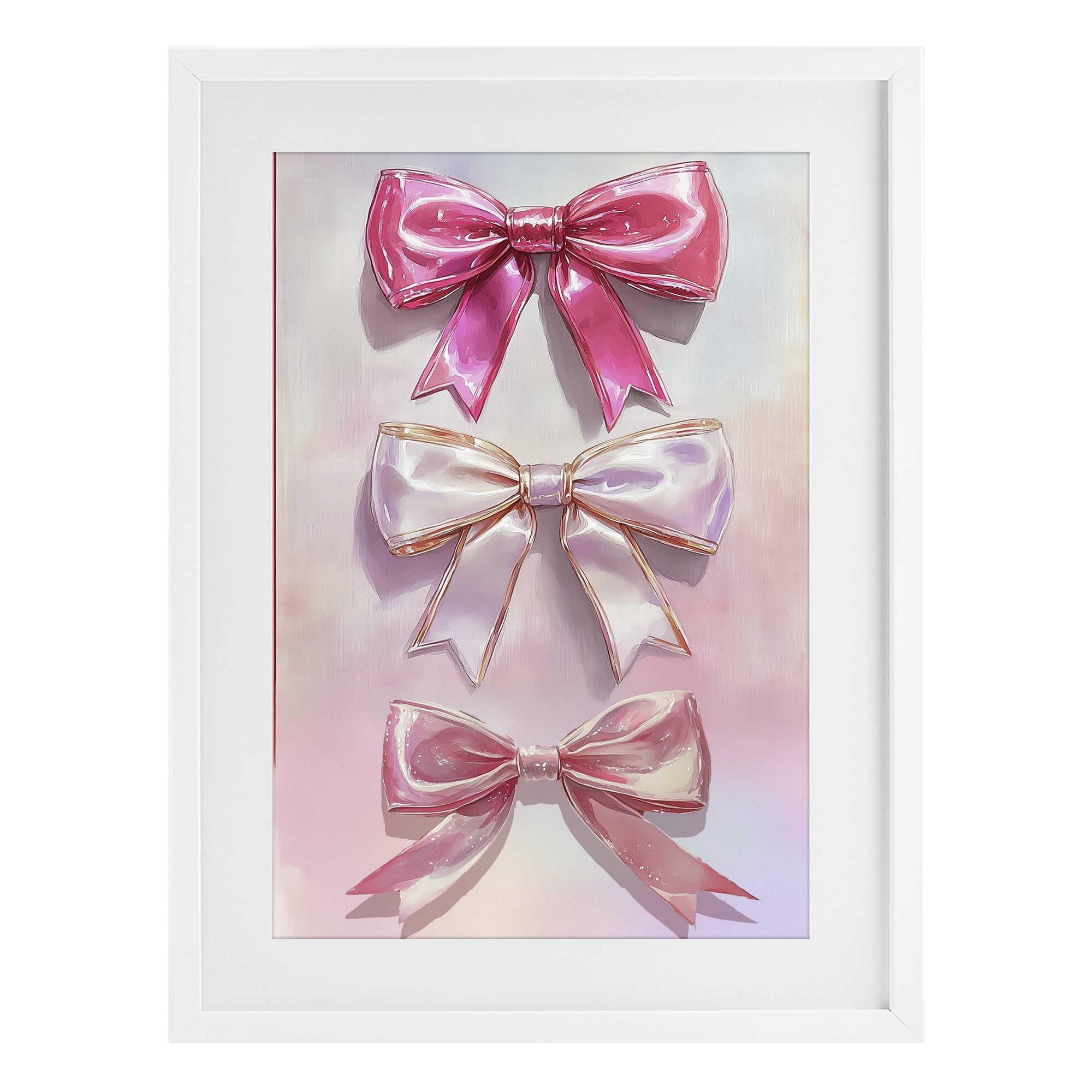 Stupell Industries Blush And Satin Bows White Framed Print Under Glass, design by Annabelle Hall