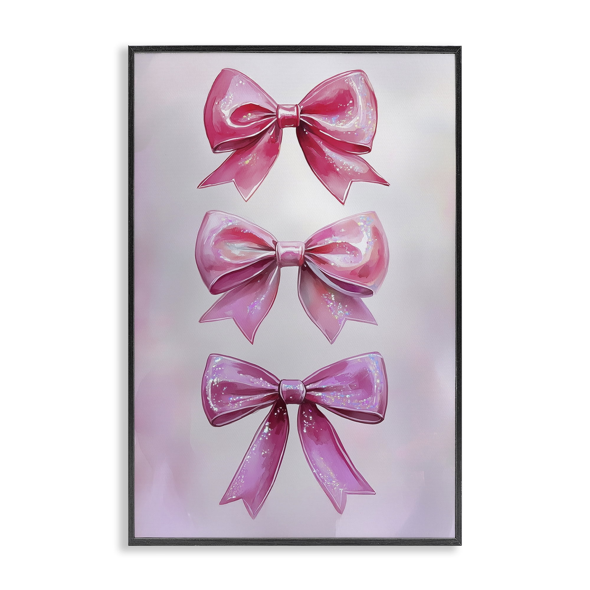 Stupell Industries Blush And Satin Ribbons Black Framed Giclee Art, design by Annabelle Hall