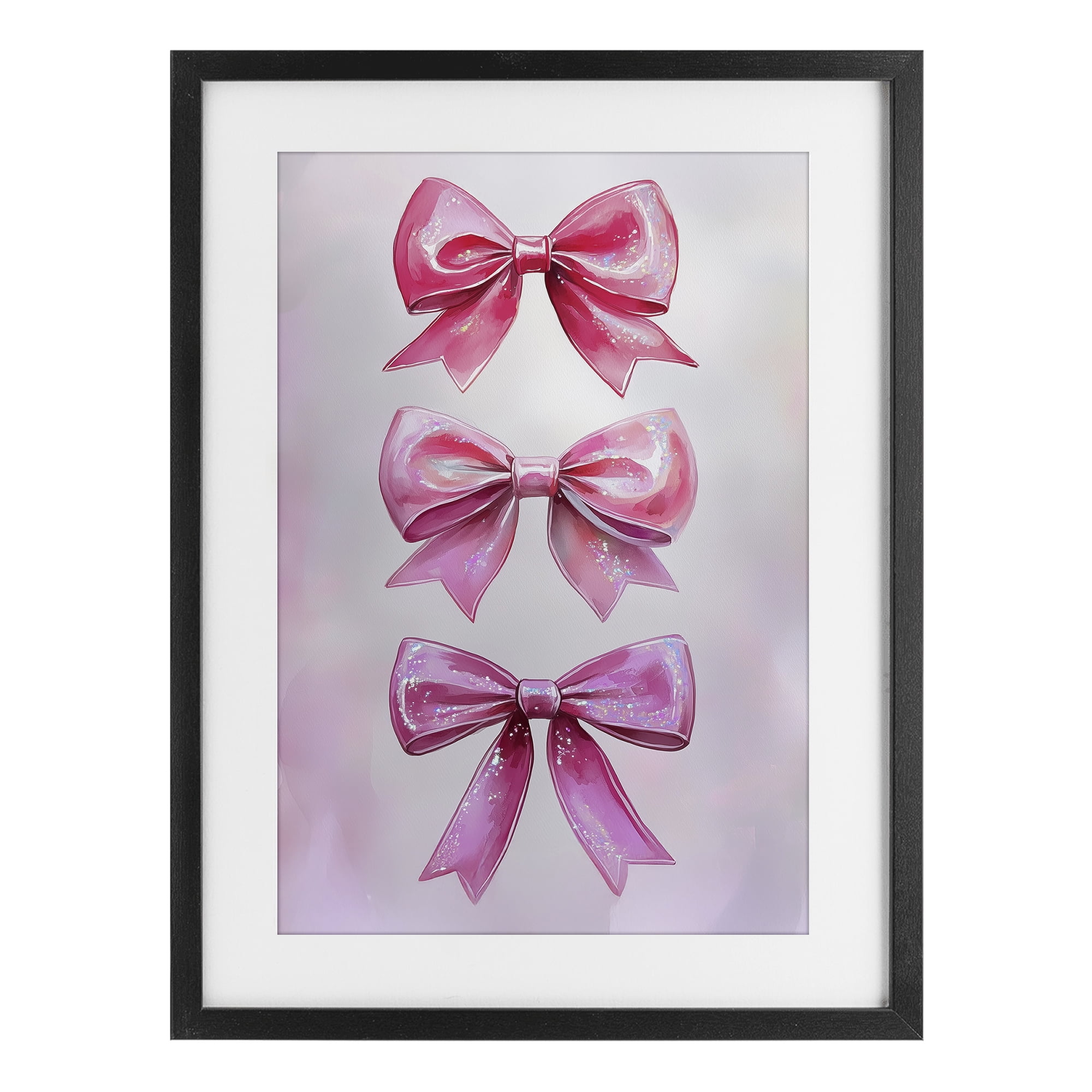 Stupell Industries Blush And Satin Ribbons Black Framed Print Under Glass, design by Annabelle Hall
