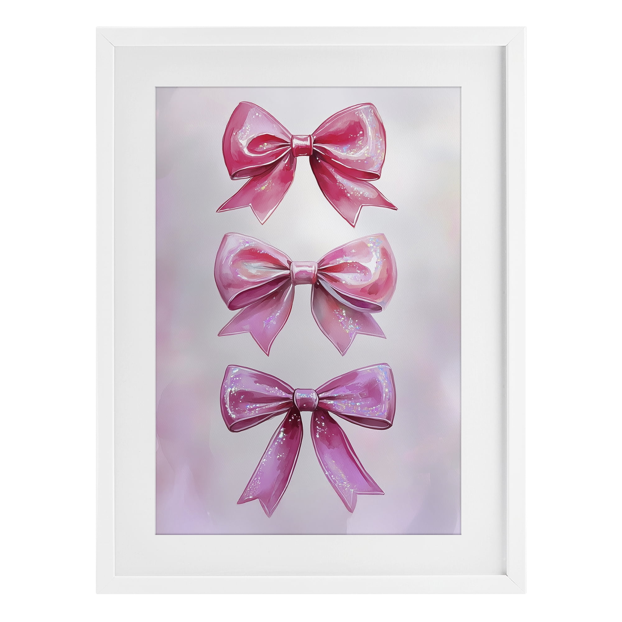 Stupell Industries Blush And Satin Ribbons White Framed Print Under Glass, design by Annabelle Hall