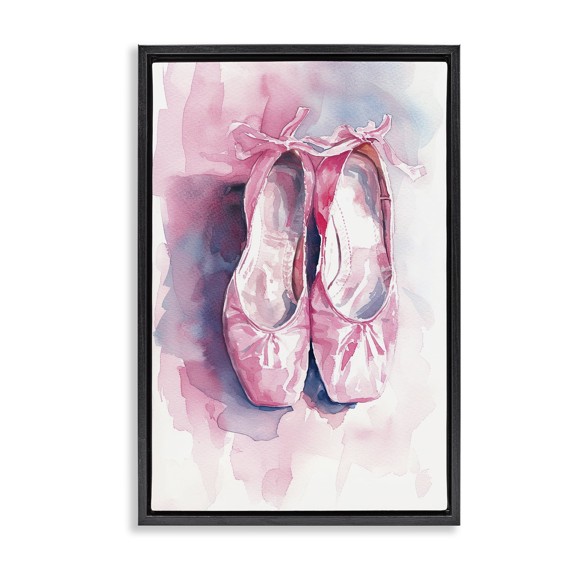 Stupell Industries Blush Ballet Slippers Black Framed Floater Canvas Wall Art, design by Ray Powers