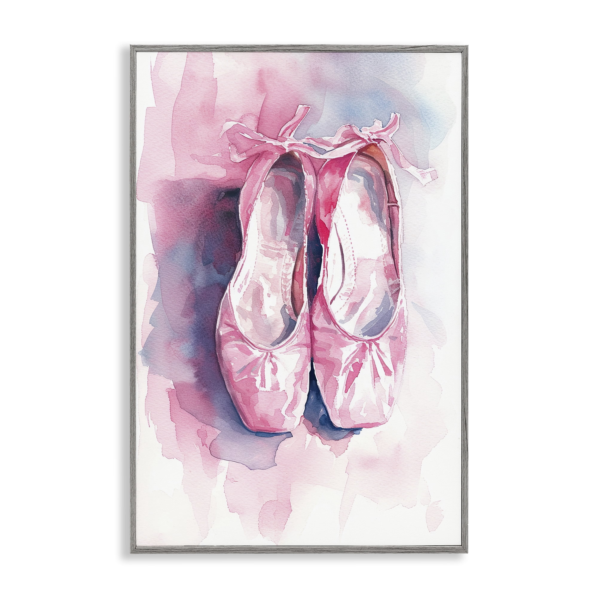 Stupell Industries Blush Ballet Slippers Gray Framed Giclee Art, design by Ray Powers