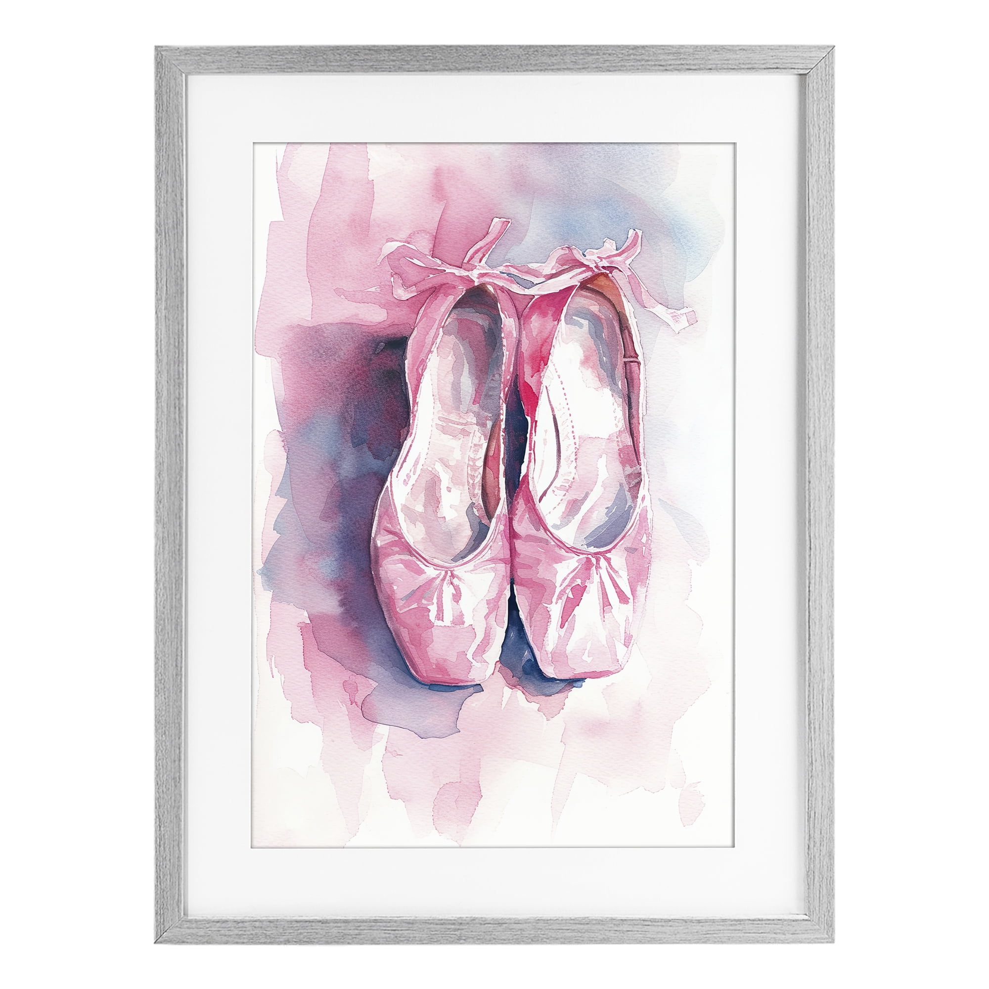 Stupell Industries Blush Ballet Slippers Gray Framed Print Under Glass, design by Ray Powers