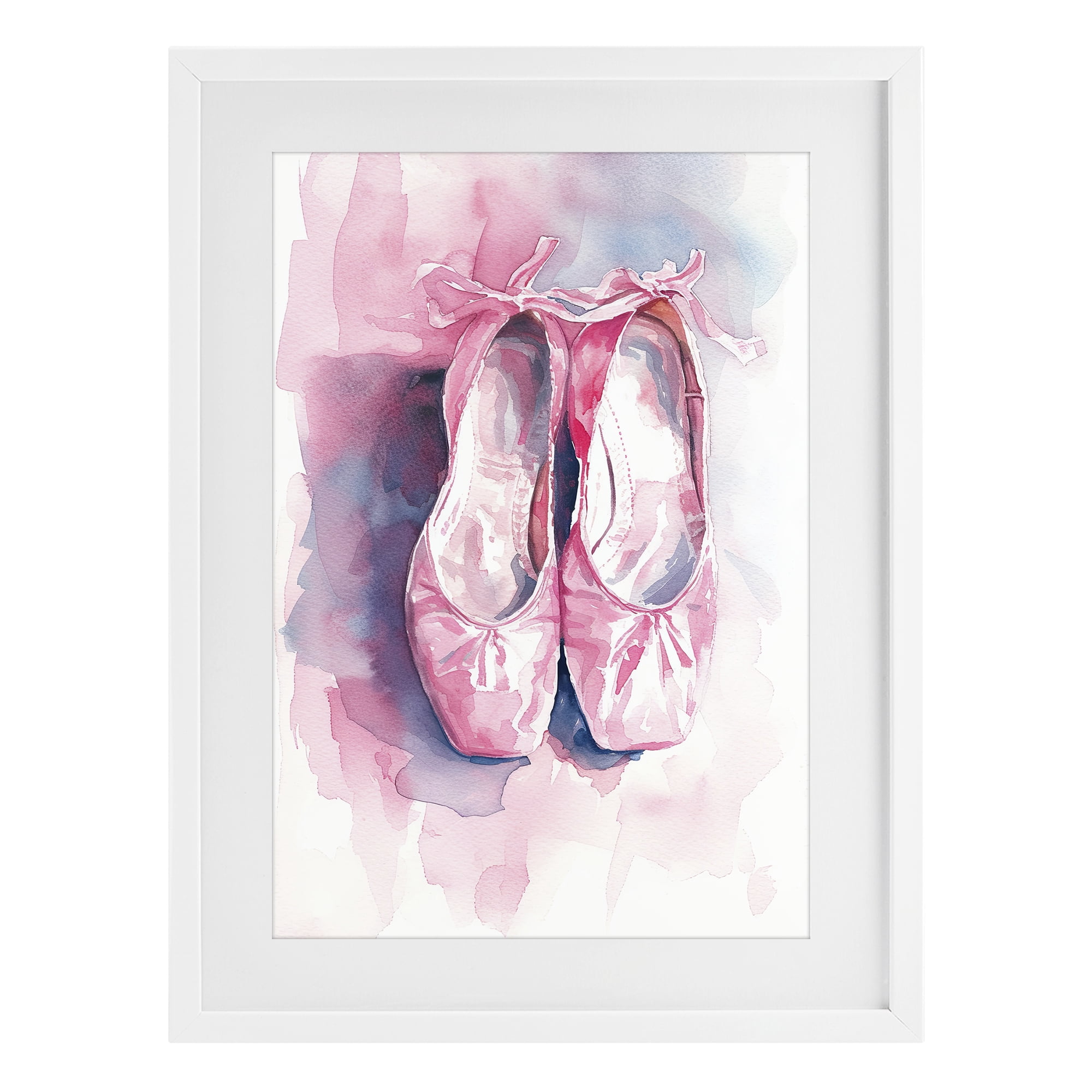 Stupell Industries Blush Ballet Slippers White Framed Print Under Glass, design by Ray Powers